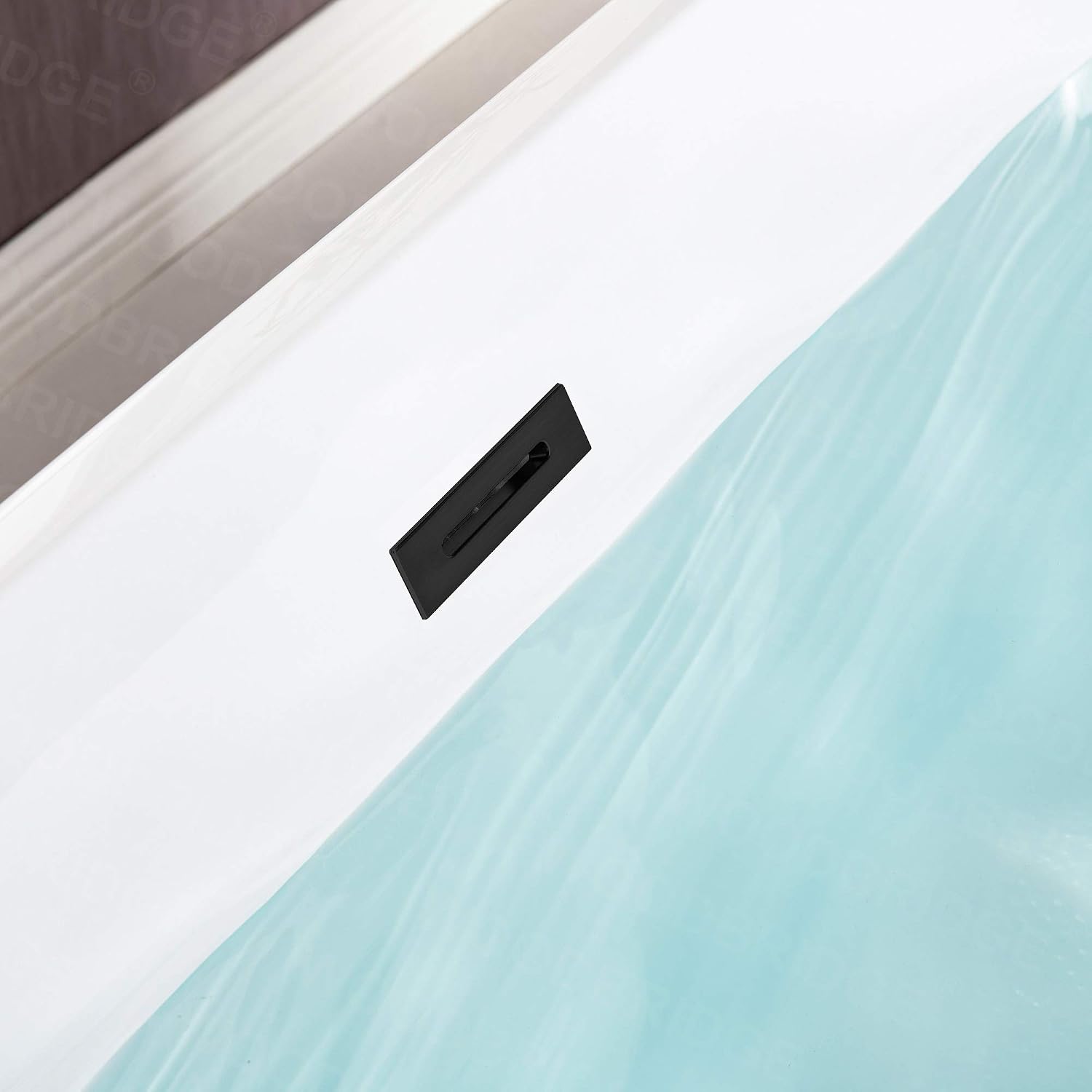 WOODBRIDGE 67' Acrylic Freestanding Bathtub Contemporary Soaking White Tub with Matte Black Overflow and Drain，BTS1609 -MB-Drain &O