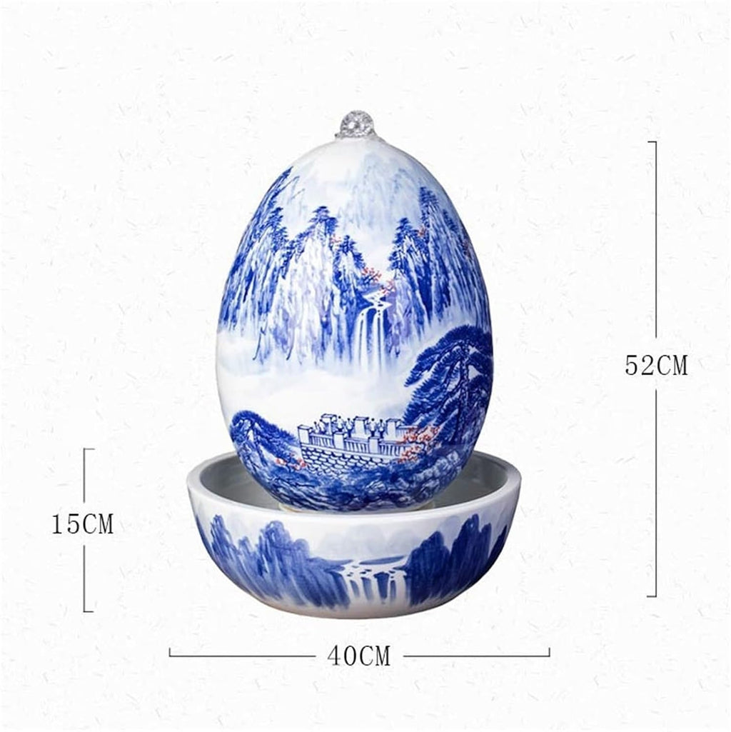 Tabletop Fountain Tabletop Water Fountain Chinese Minimalist Water Fountain Ornaments Hand-Painted Ceramic Decoration
