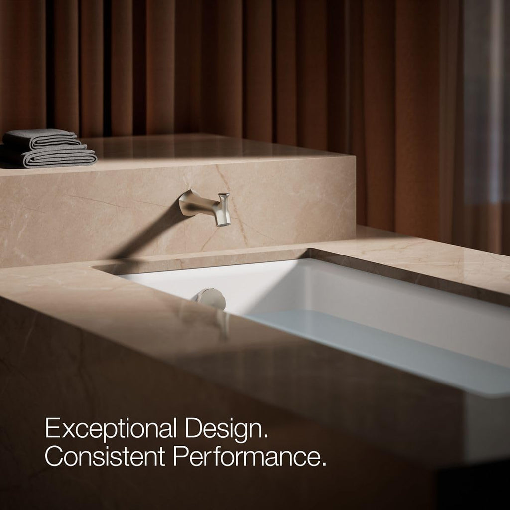Kohler 27023-BN Occasion Wall-Mount 8' Bath Spout, Diverter Bathtub Spout with Slip-Fit Connection, Vibrant Brushed Nickel