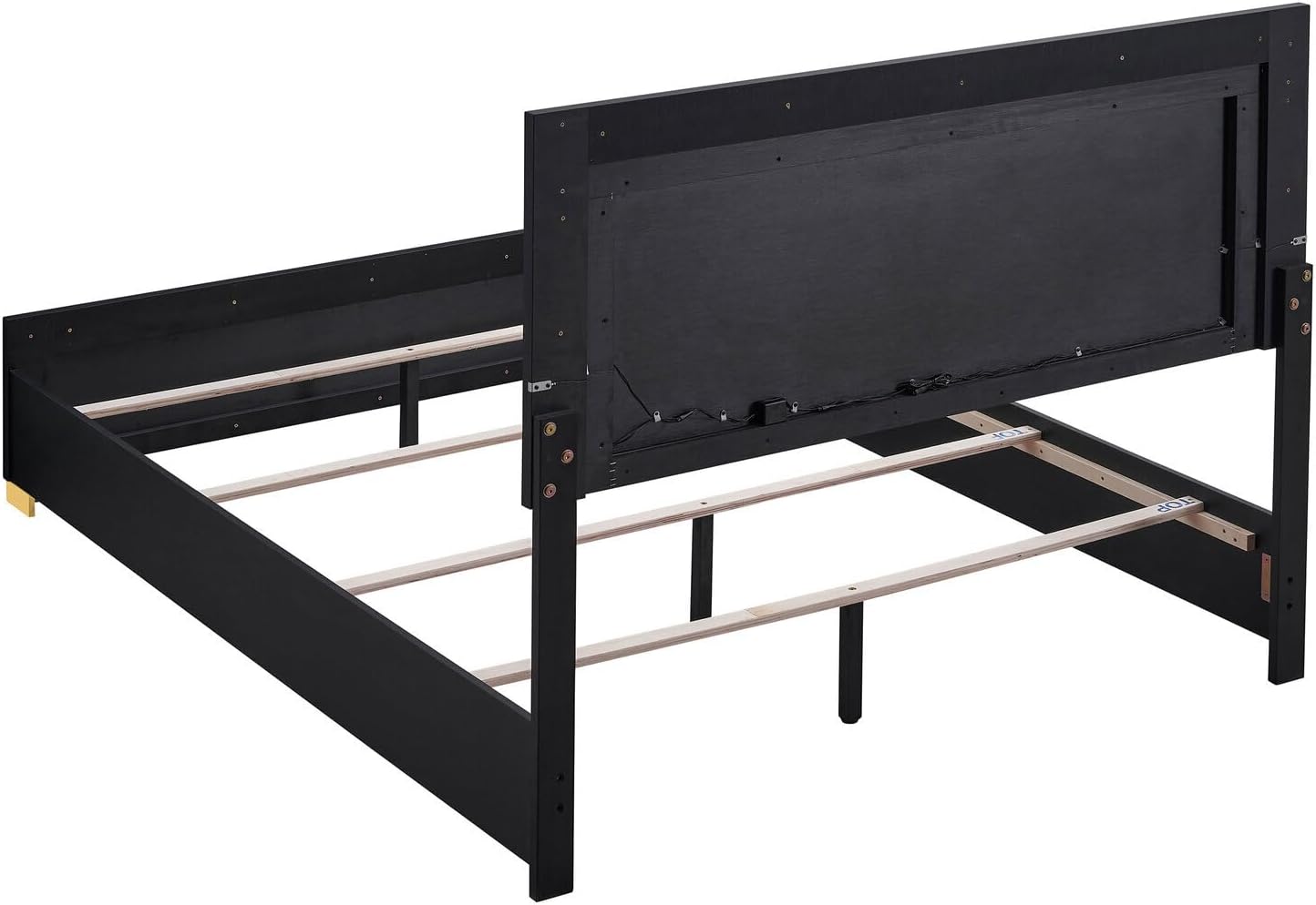 HomeStock Black Bedroom Set with Gold Accents - 4 Piece Modern Bed Set