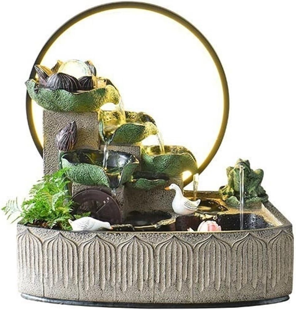 Tabletop Fountain Rockery and Flowing Water Ornaments Circulating Waterscape Desktop Feng Shui Wheel Decoration