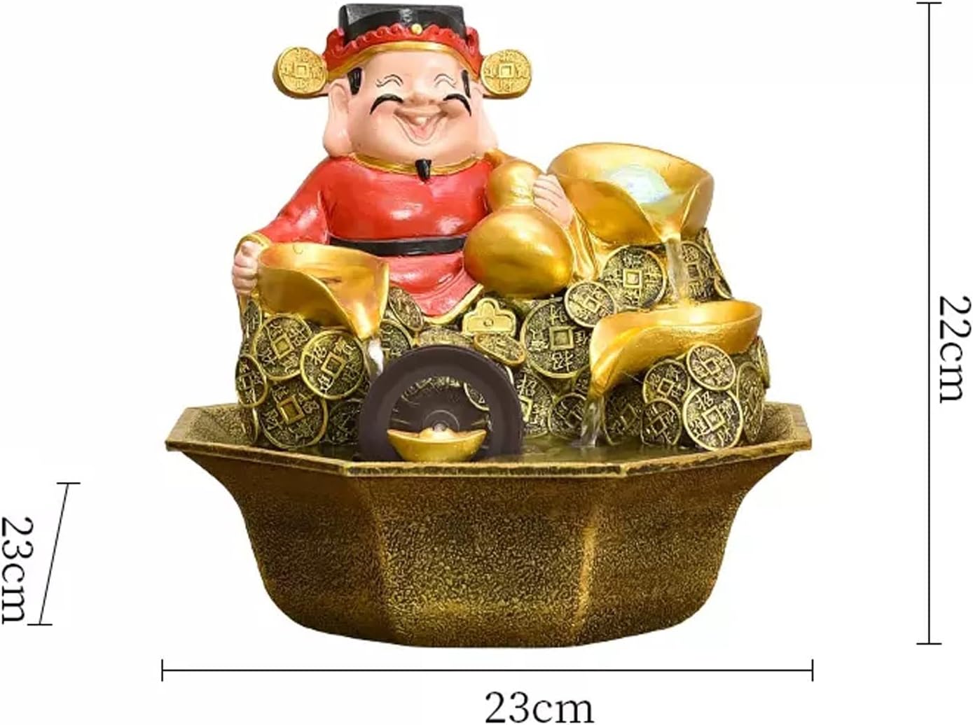 Desktop Fountain Resin Tabletop Fountain Wealth and Good Luck Feng Shui Interior Mini Water Feature for Bedroom, Office, Living Room, Dining Décor