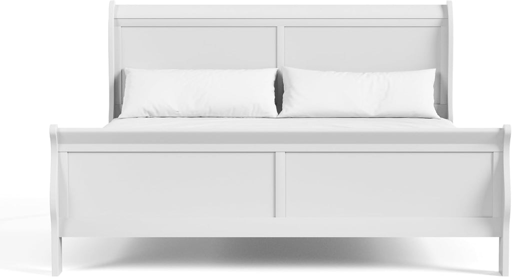 Furniture of America Arabella Traditional Solid Wood 5 Piece Bedroom Set with King Bed Frame, Nightstands, Dresser with Mirror, Storage and Organization, Bedframe Box Spring Needed, White