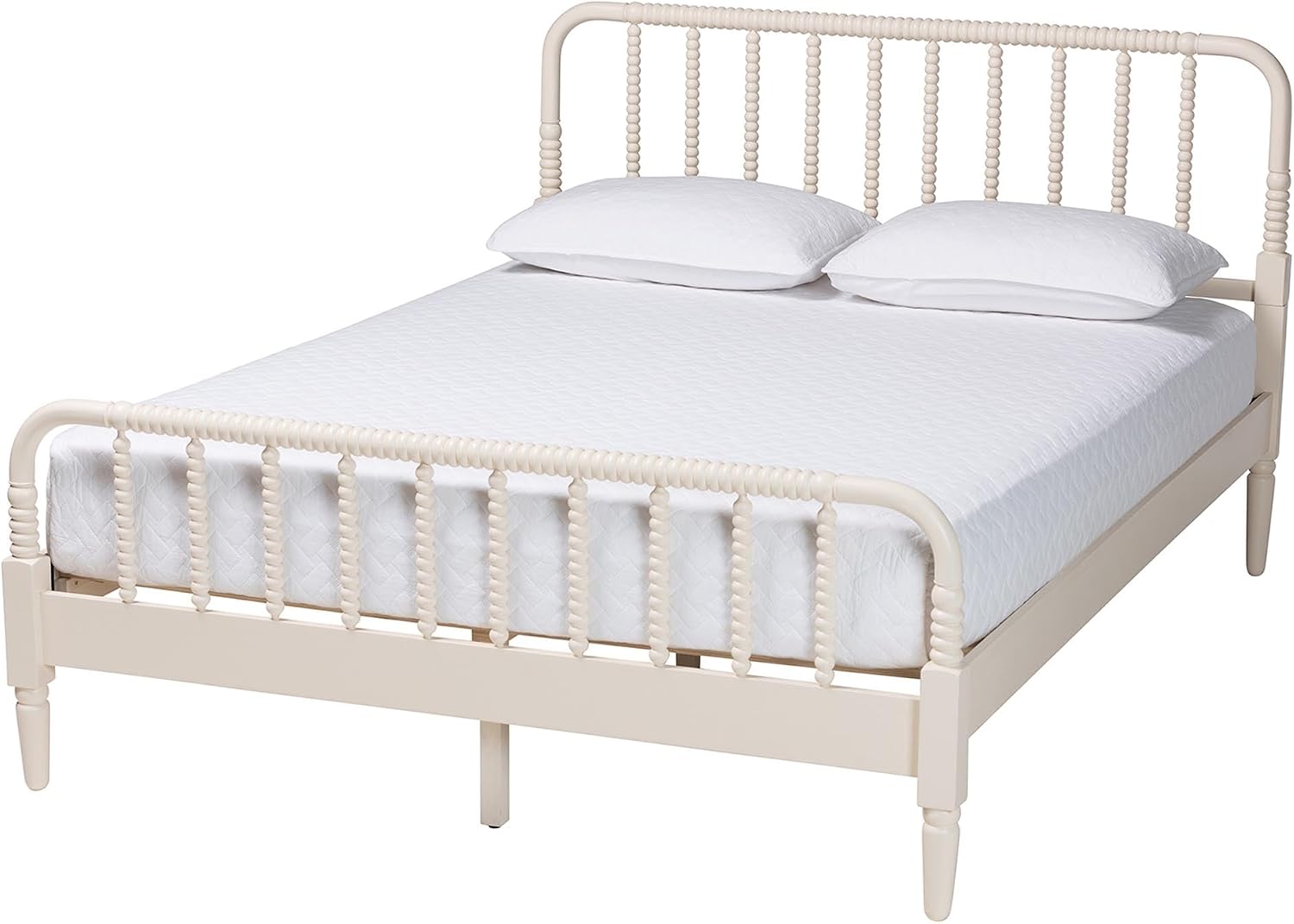 Baxton Studio Braith Farmhouse Ivory Spindle Wood King Size 4-Piece Bedroom Set