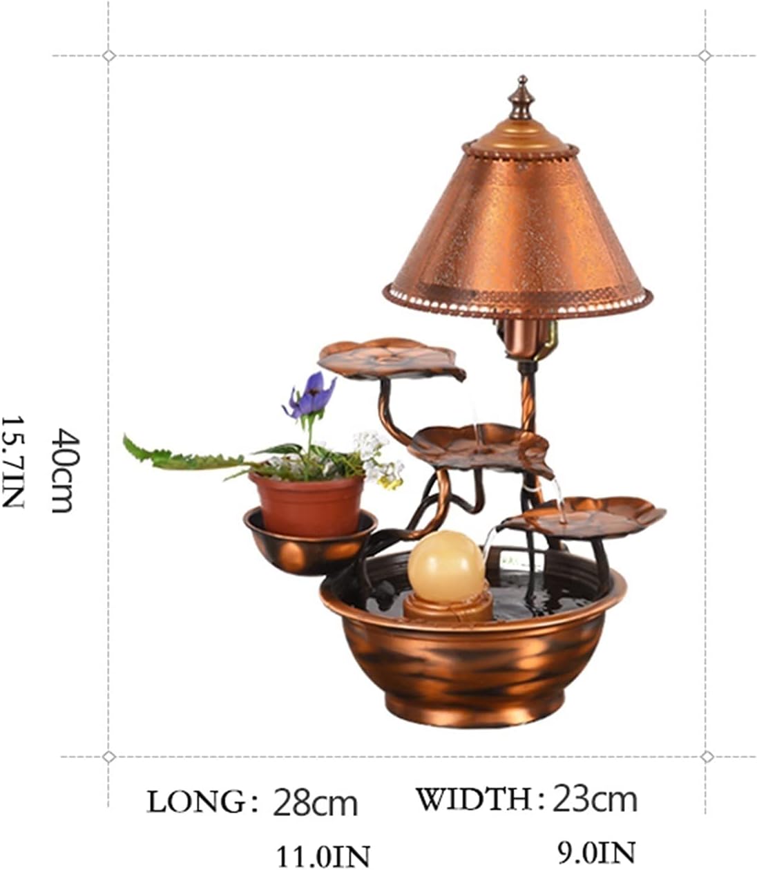 Tabletop Water Fountain Pure Copper Tabletop Water Fountain - Indoor Desktop Decoration Waterfall Fountain Metal Flower Indoor/Outdoor Water Fountain Home Decor