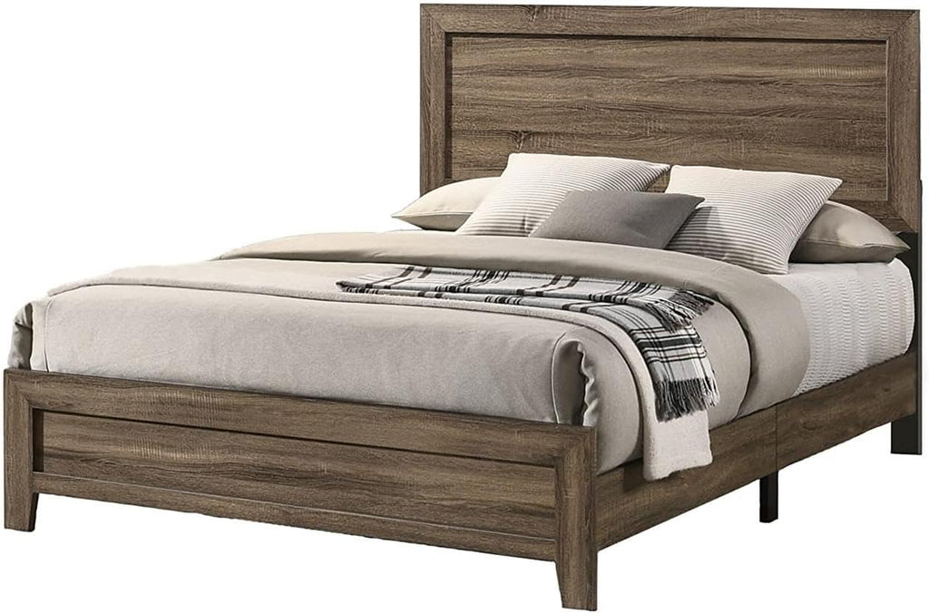 Best Quality Furniture Dark Walnut Wood Panel Bed in Eastern King (King) Size