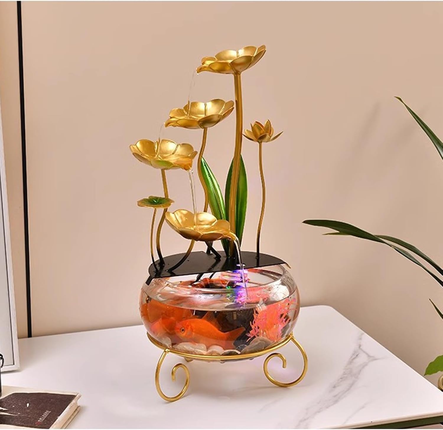 Indoor Fountain Home Small Fish Tank Water Flow Decoration, Living Room TV Cabinet Circulation Decoration, Fountain Office Desktop Decoration Tabletop cor (A)