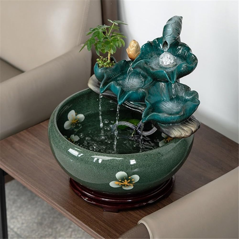 Tabletop Fountain Tabletop Fountains Ceramic Fish Tank Home Office Desktop Decorations for Meditation Relaxation Tabletop Water Fountain(Small)