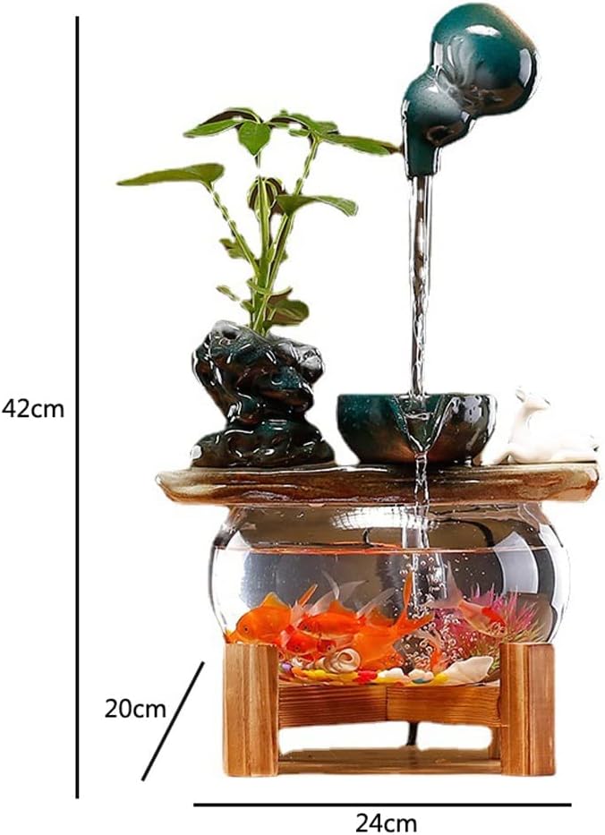 Desktop Fountains Tabletop Fountain Circulating Water Fountain Home Lucky Water Decoration Office Living Room Desktop Fish Tank Home/Office Decor (Color : A)