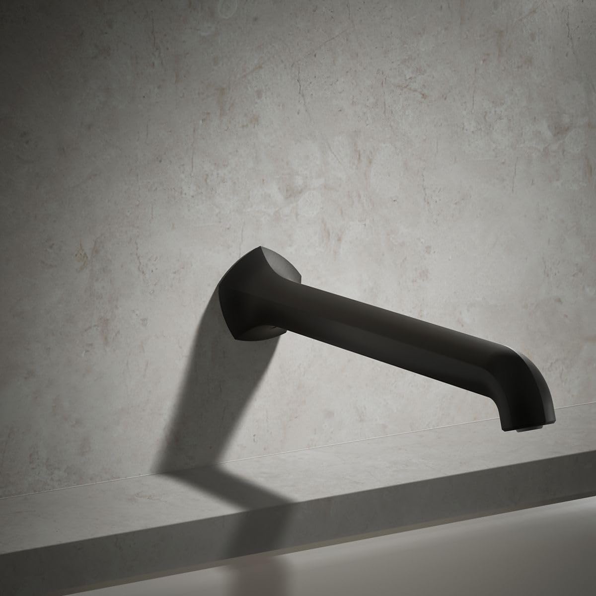 KOHLER 27115-BL Occasion Wall-Mount 12' Bath Spout, Nondiverter Bathtub Spout with Slip-Fit Connection, Matte Black