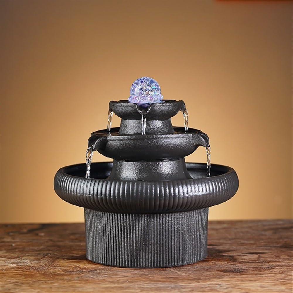 GLigeT Tabletop Fountain Creative Office Wealth Attraction Water Fountain Ornament Cycle Fish Tank Fountain Living Room Desktop Chinese Feng Shui Home Water Fountain Decor