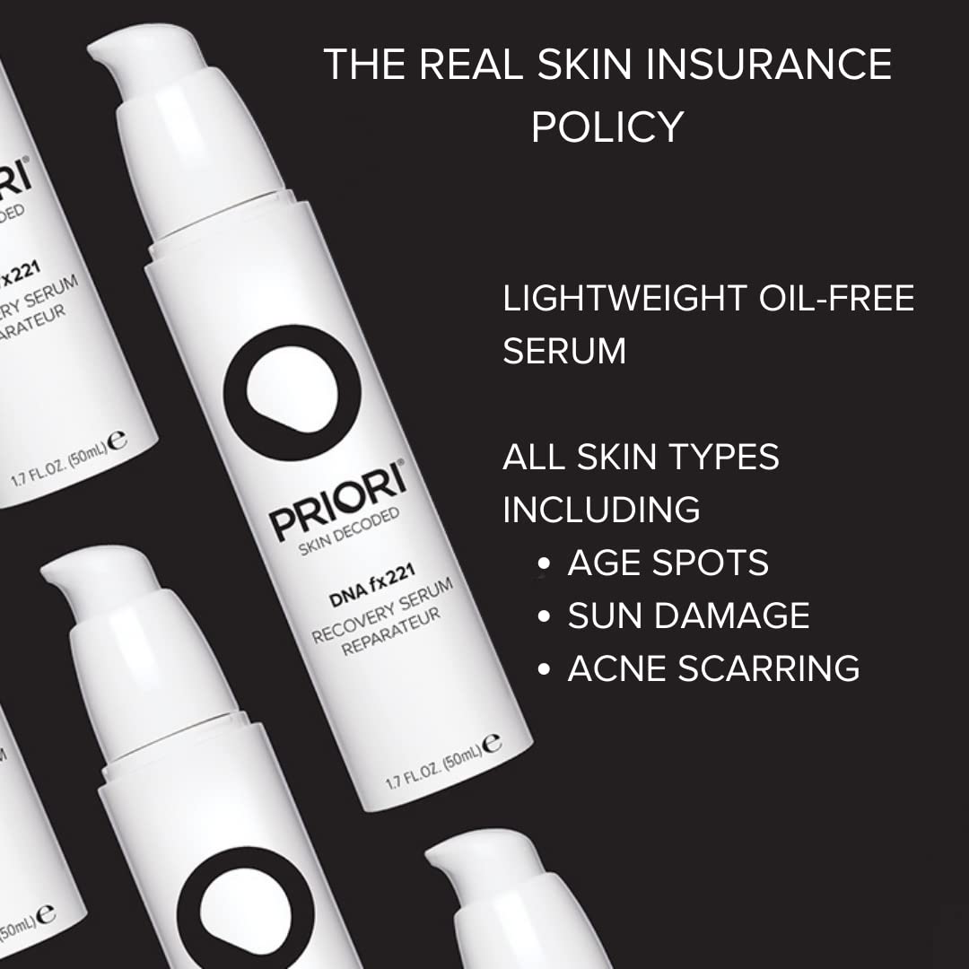 Priori Skincare DNA Recovery Serum Repairing, Correcting Age Defying Day & Night Face Treatment Free Radical Protection Beauty Boost Intense Hydration Oil Free Fragrance Free 1.7 fl oz