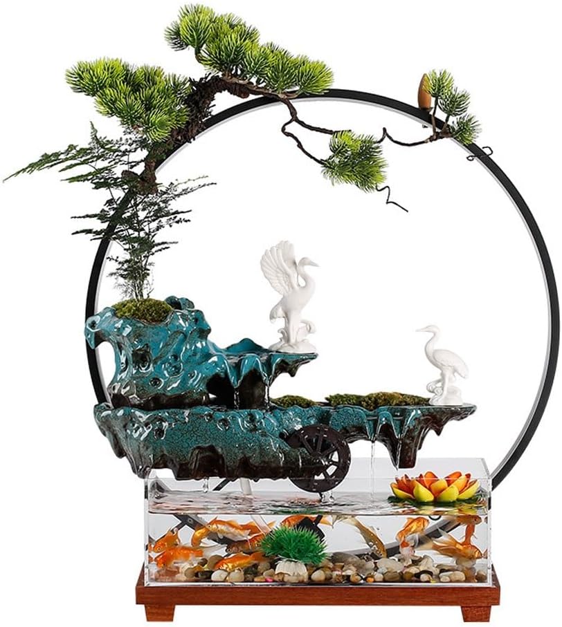 Waterfall Fountain Indoor Simple Home Fountain Fish Tank Water Ornaments Ecological Study Desk Decoration Table Top Water