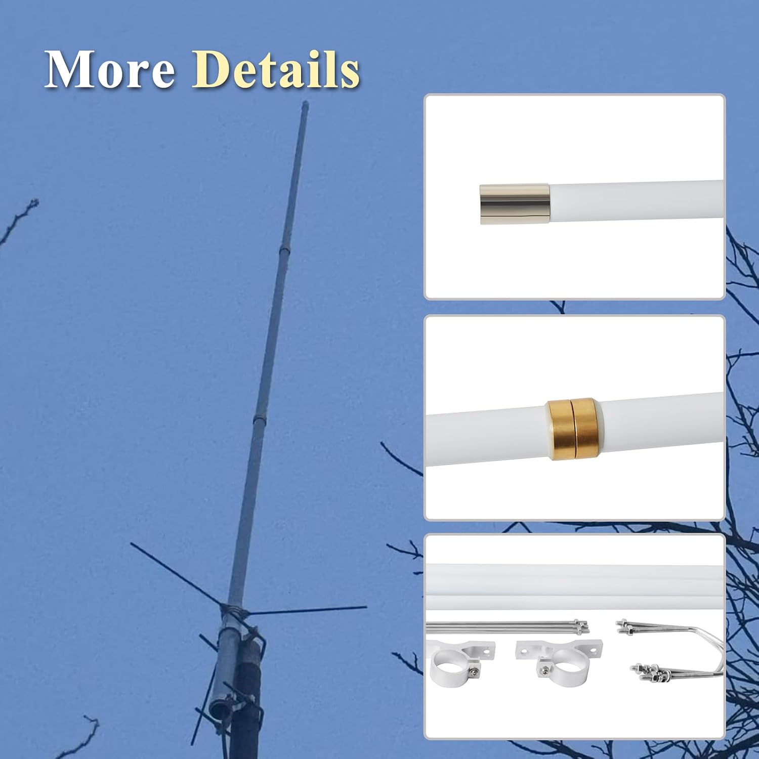 2m/70cm Dual-Band Base Station Antenna, 200W 5.5/8.5dBi High Gain Fiberglass Antenna,for AnyTone BTECH Icom Motorola Mobile Transceiver Repeater