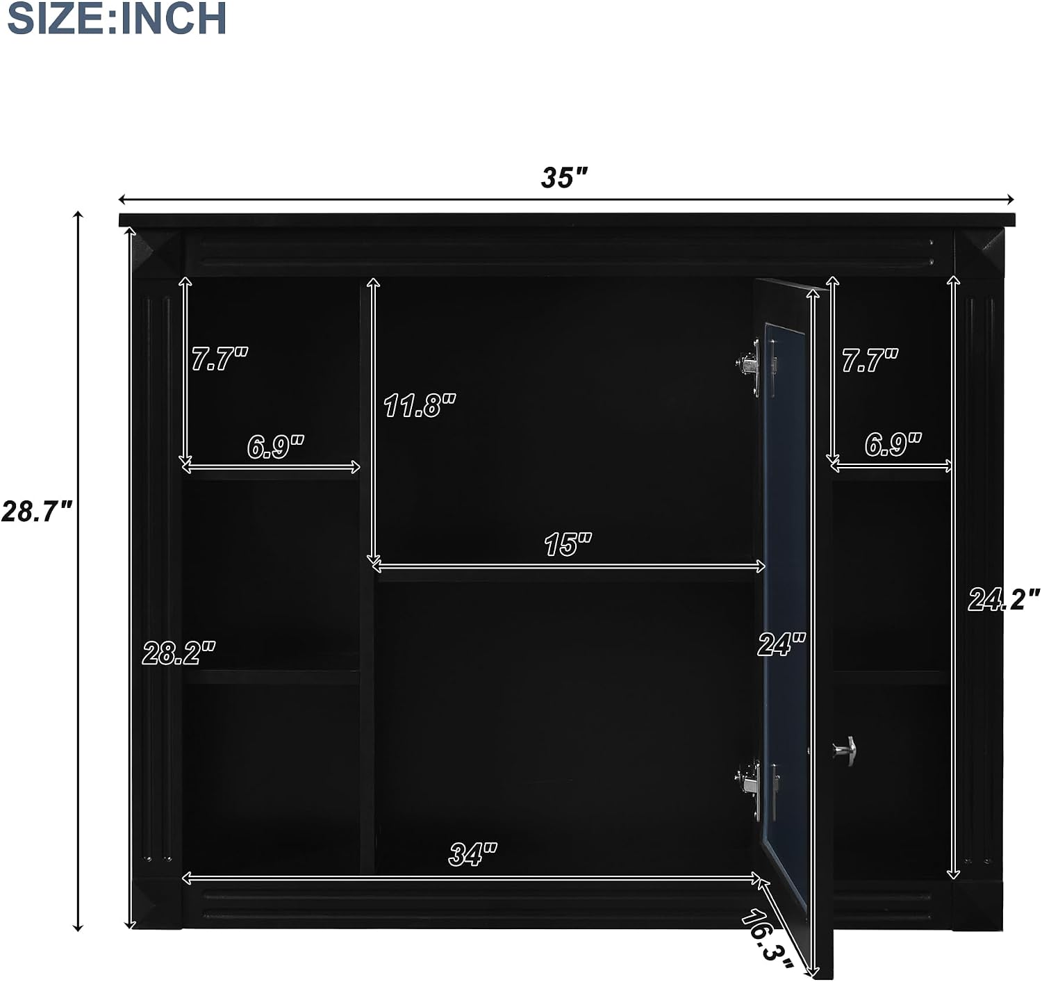 Merax Medicine Cabinet with Mirror, Wall Mount Bathroom Cabinet Over Toilet Storage Cabinet Organizer with Door and Open Shelves, Mirrored Bathroom Wall Cabinet