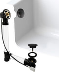 Westbrass A50A35-12A 35' SCH. 40 ABS Cable Driven Bath Drain Trim Kit with Rotary Overflow Cover Knob and Pop-Up Stopper, Antique Bronze