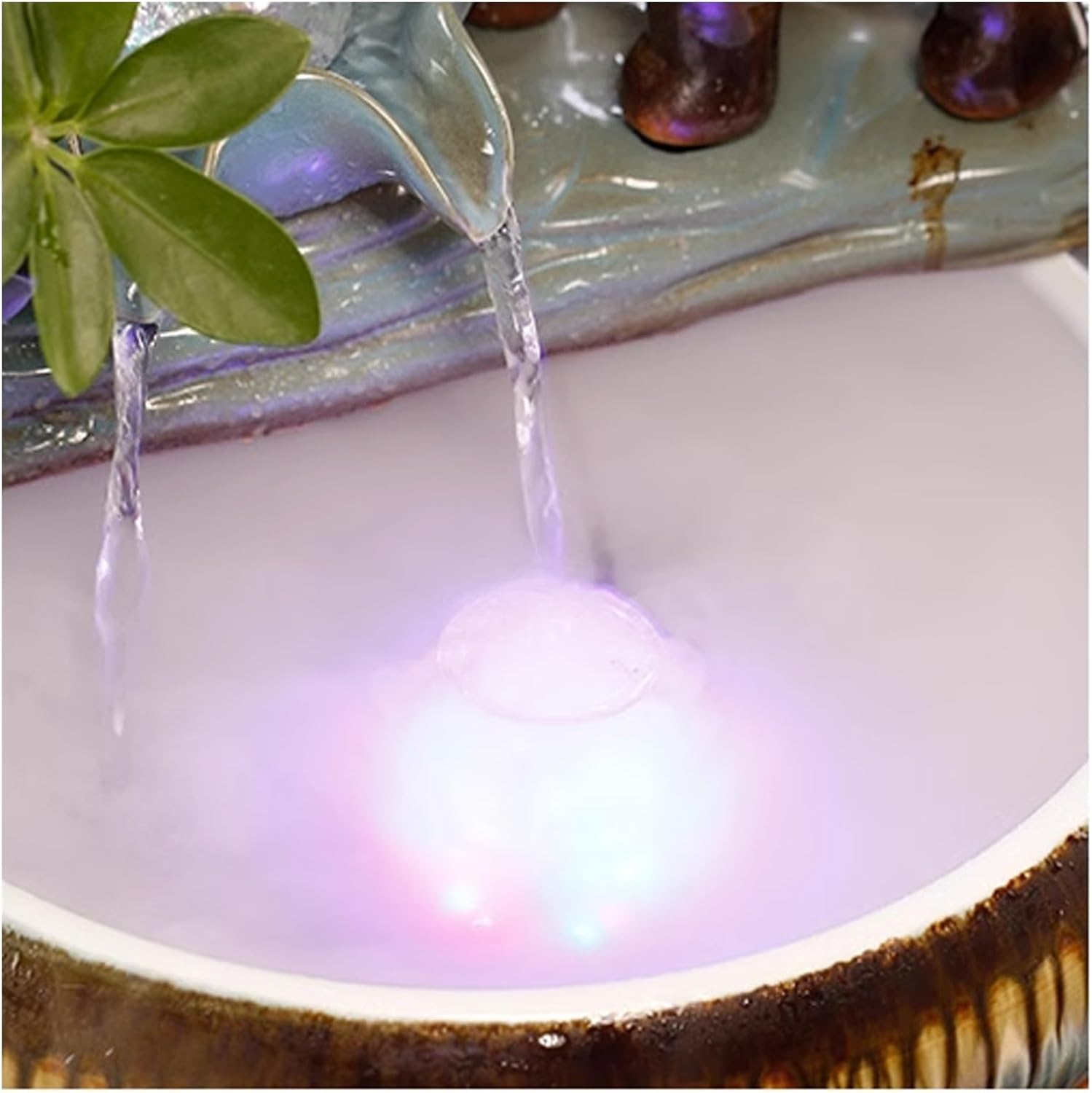 Tabletop Fountain Elephant Flowing Water Decoration Circular Living Room Decoration Rockery Fountain Office Desktop Gift Desktop Fountain (Color : A)