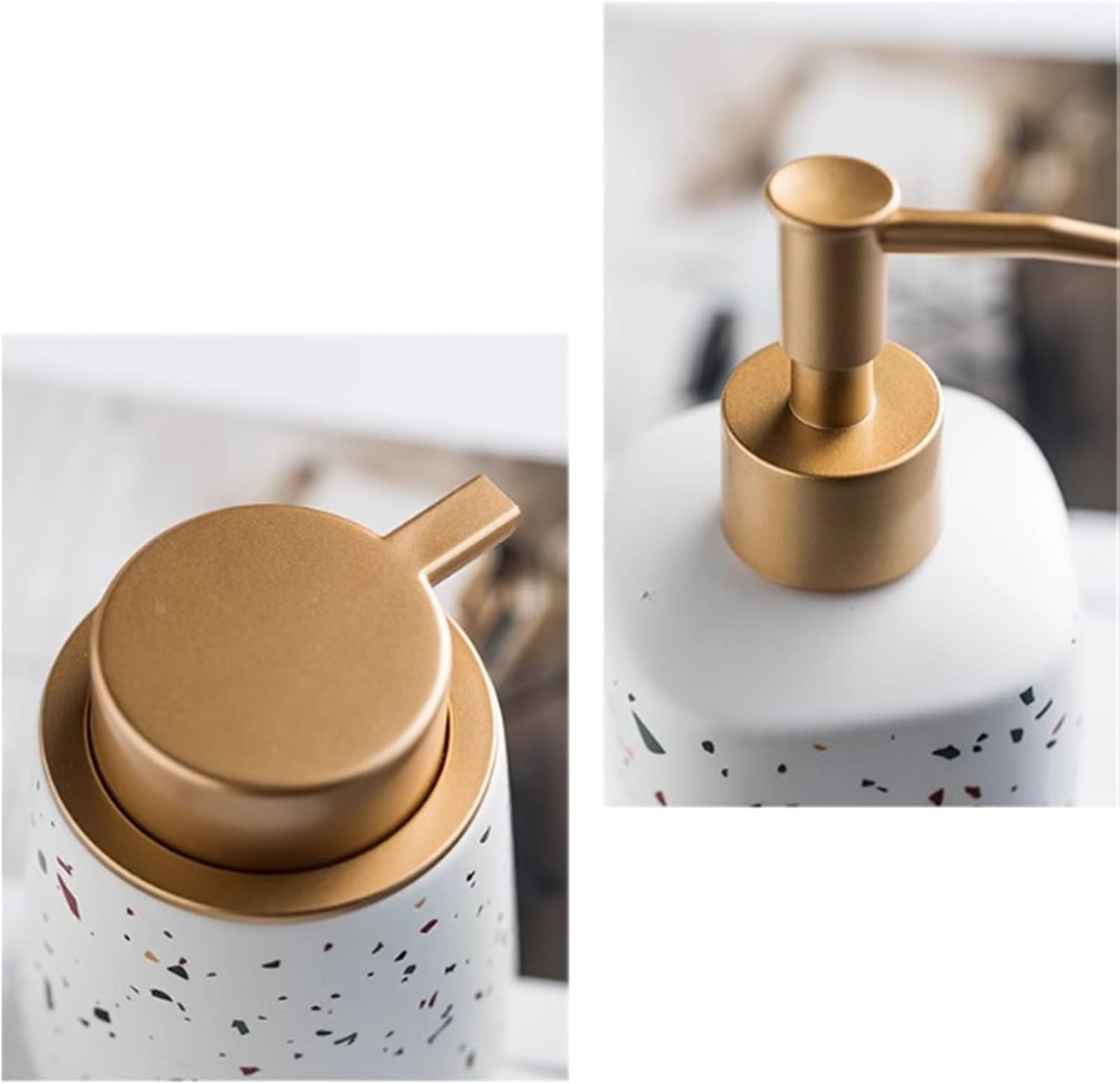 Pump Bottle Soap Dispenser White Ceramic Soap Dispenser with Colorful Spot Decoration Modern Bathroom Sink Accessories