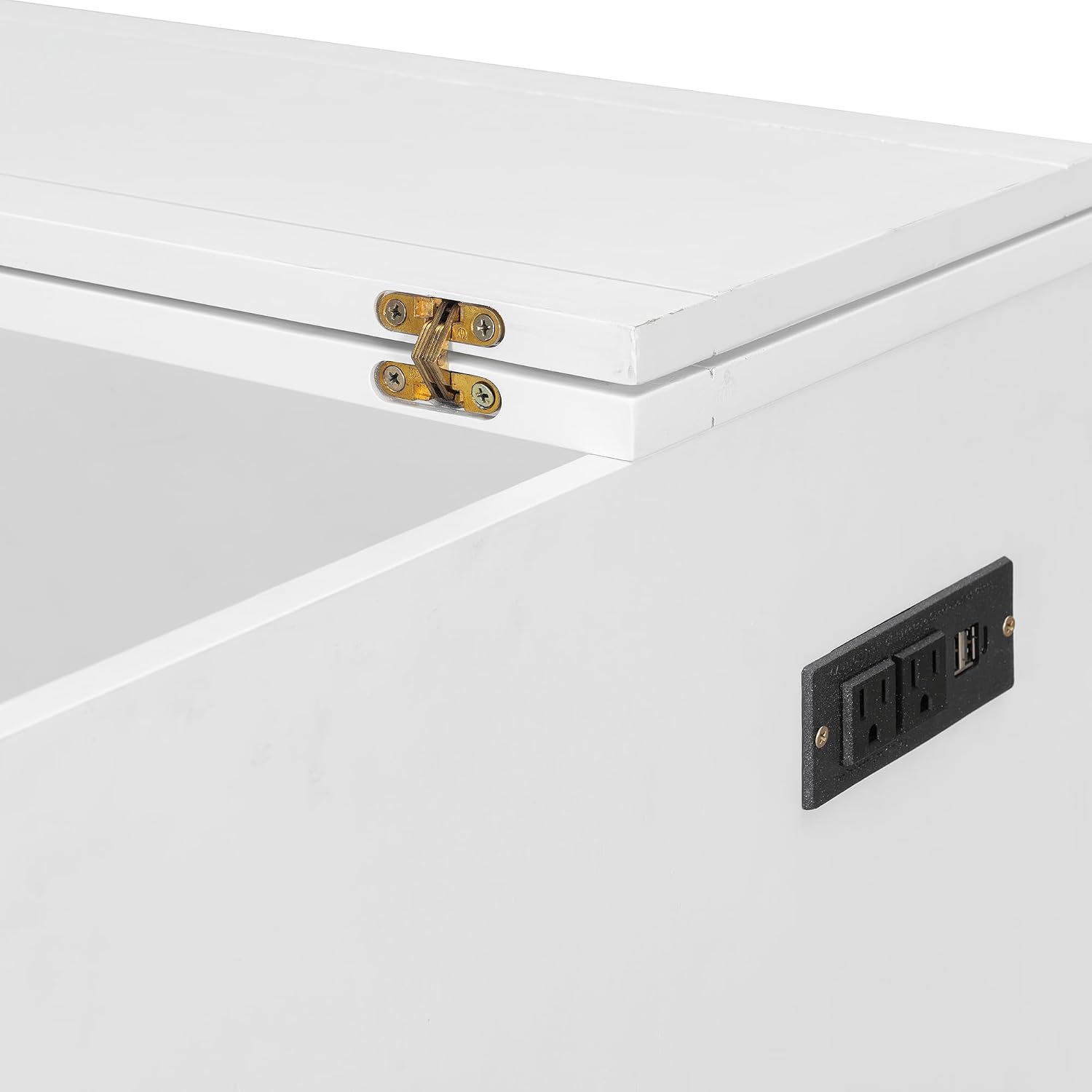 Merax Queen Size Murphy Bed Wall Bed with Drawer and a Set of Sockets & USB Ports, Pulley Structure Design, White