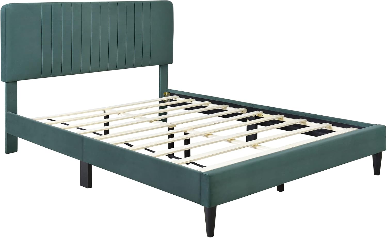KLMM Elegant Full Size Upholstered Platform Bed,No Box Spring Needed, Velvet Fabric, Suitable for Bedroom Use, Easy to Assemble (Green#K^)