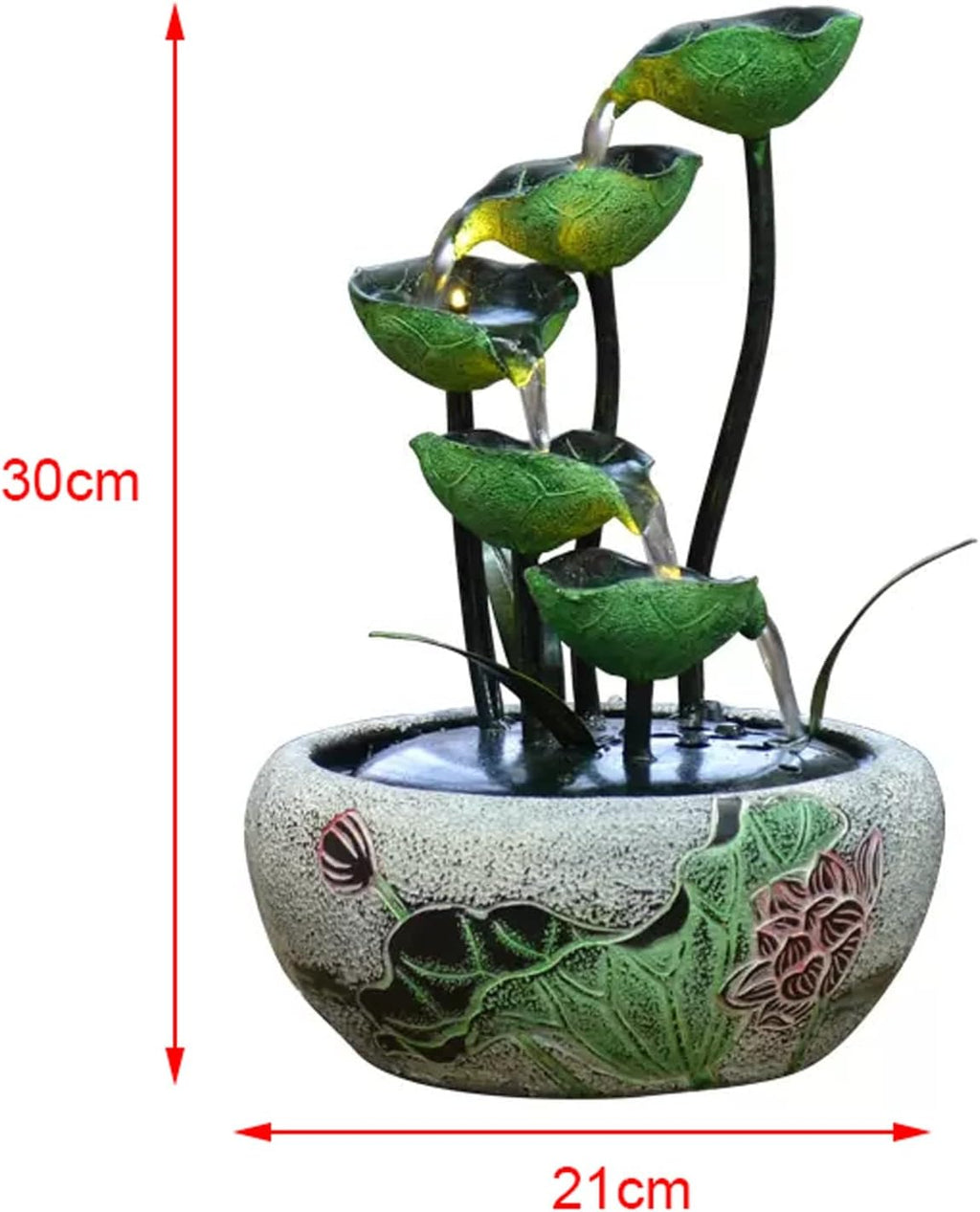 Tabletop Fountain 5-Tier Tabletop Fountains Indoor Lotus Leaf Relaxation Waterfall Decoration Fountain Zen Meditation for Home Office Bedroom Desk Décoration