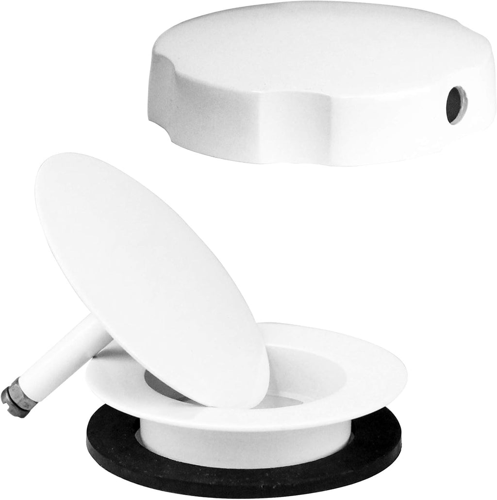 Westbrass A50A35-50 35' SCH. 40 ABS Cable Driven Bath Drain Trim Kit with Rotary Overflow Cover Knob and Pop-Up Stopper, White