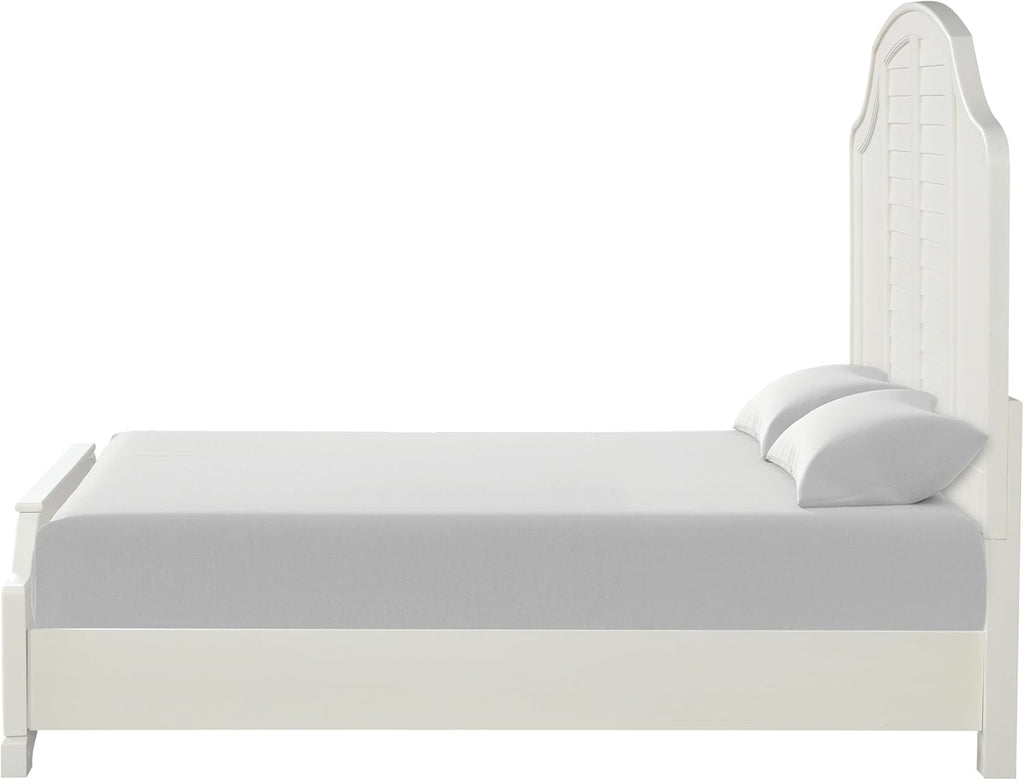Furniture of America Eryllis Modern Solid Wood 6-Piece Panel Bedroom Set with Louvered Style Headboard, French and English Dovetails, Box Spring Needed, King, Antique White