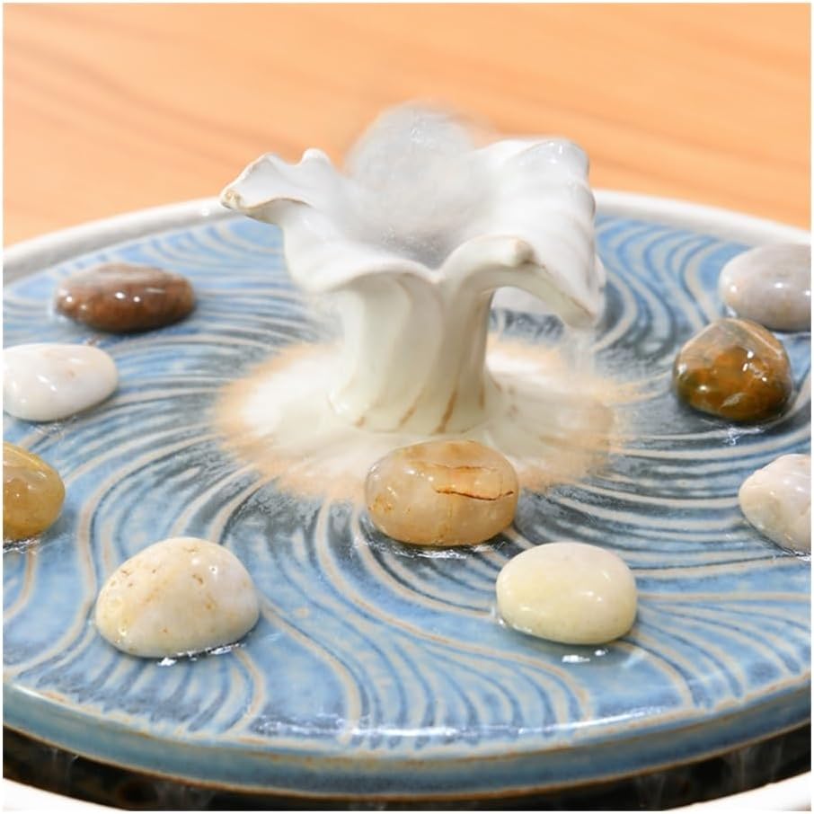 Table Top Water Fountain Indoor, Modern Ceramic Tabletop Fountain - Minimalist Zen Waterfall Decor for Home Office Home Decor(Brown)