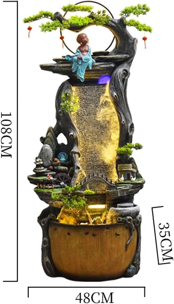 Tabletop Fountain Flowing Water Decorations Circular Floor Ceiling Living Room Office Rockery Housewarming Gift Decorations Pastoral Scenery Floor Ceiling Decorations Desktop Fountain