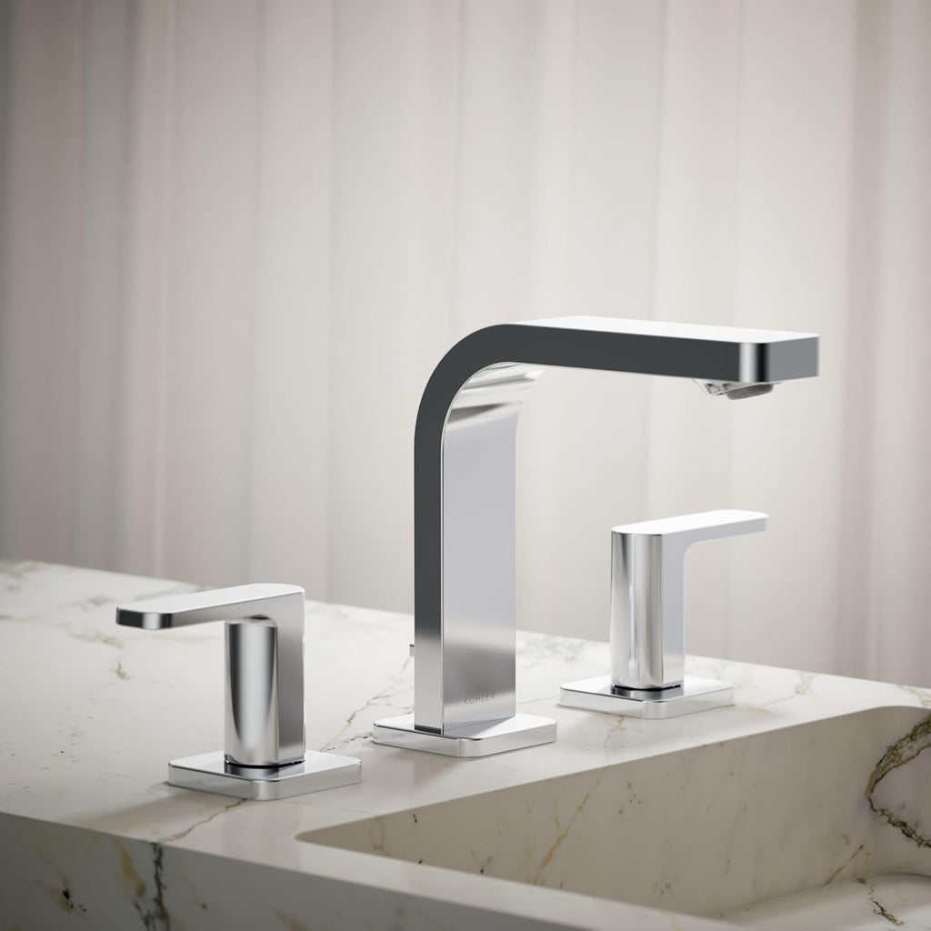 Kohler K-23484-4K-CP Parallel Widespread Bathroom Sink Faucet, 1.0 GPM, Lever Handles, Polished Chrome