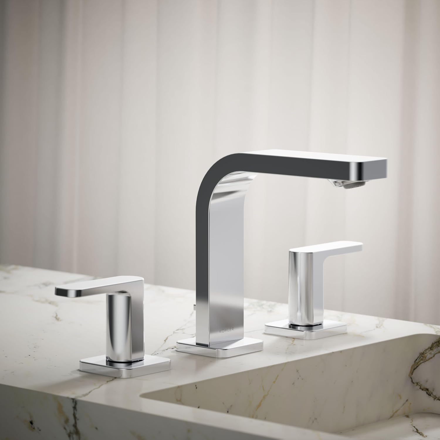 Kohler K-23484-4K-CP Parallel Widespread Bathroom Sink Faucet, 1.0 GPM, Lever Handles, Polished Chrome