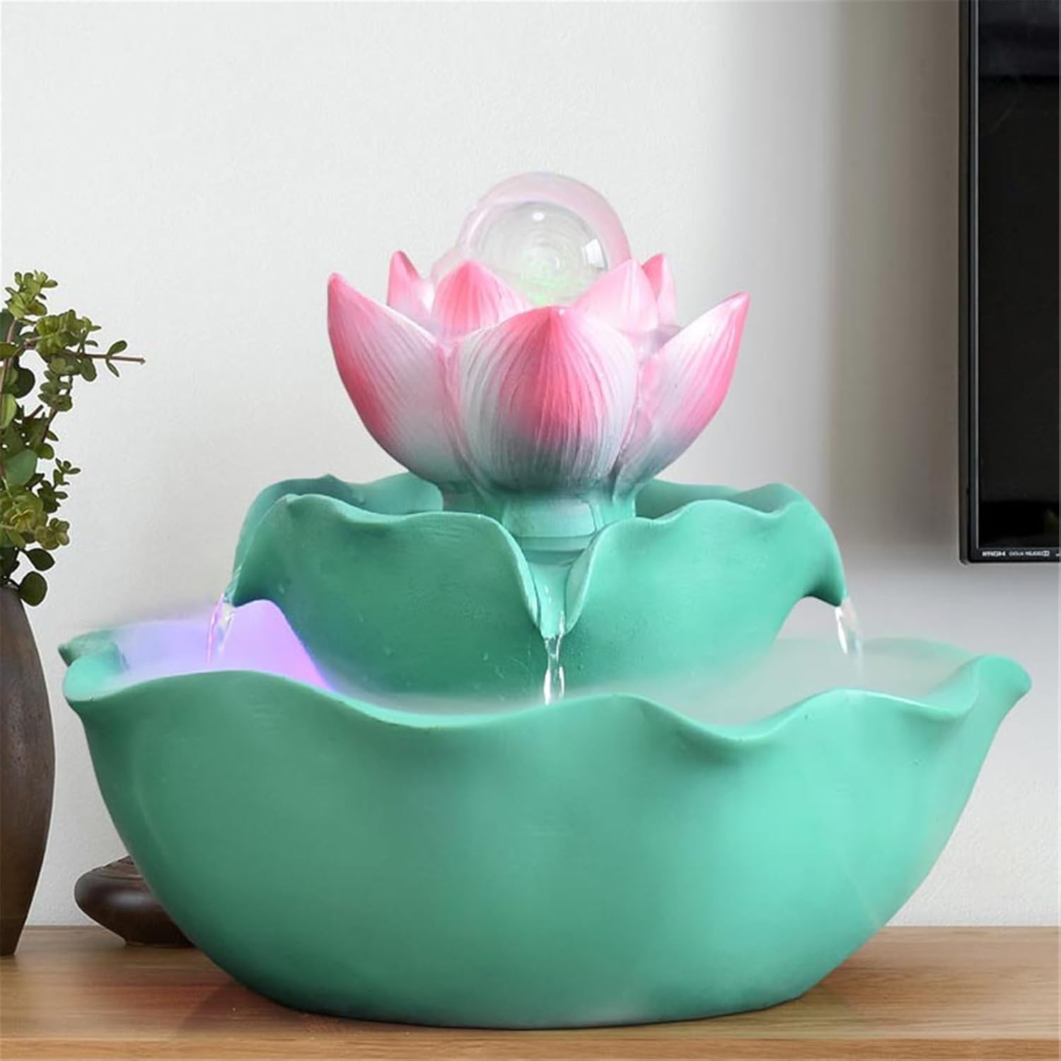 Tabletop Fountain Tabletop Fountain 3-Tiers Small Waterfall Fountains for Bedroom Living Room Office(Medium)