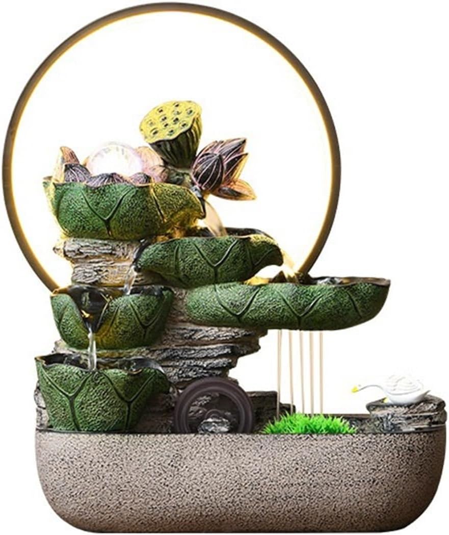 Tabletop Fountain Indoor Fountain, Chinese-Style Flowing Water Ornaments, Feature for Home Office Decor
