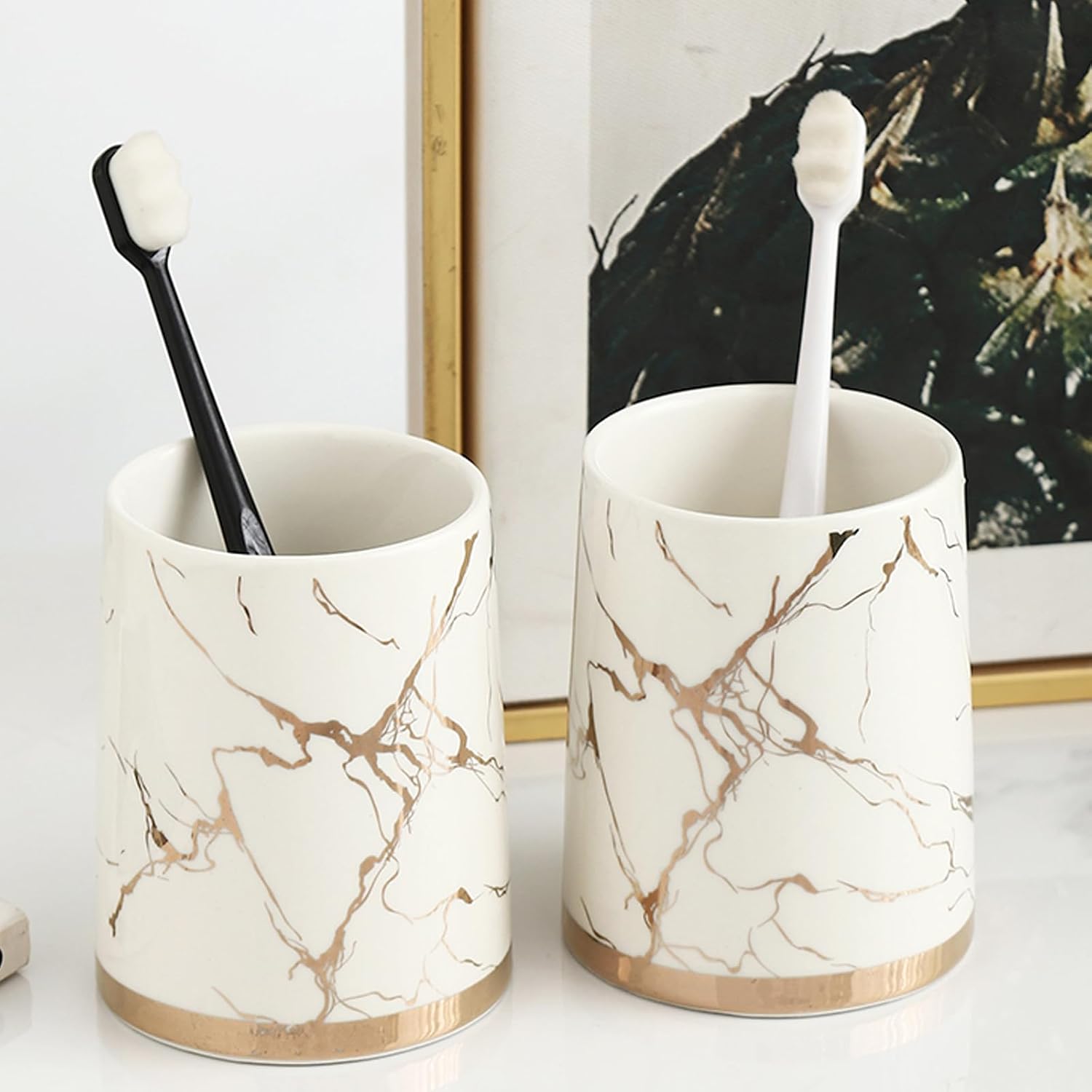 Ceramic Shampoo Conditioner Dispenser,Marble Pattern Refillable Empty Lotion Liquid Soap Pump Bottle,Pump Dispenser Bottles,for Bathroom Countertop,Green