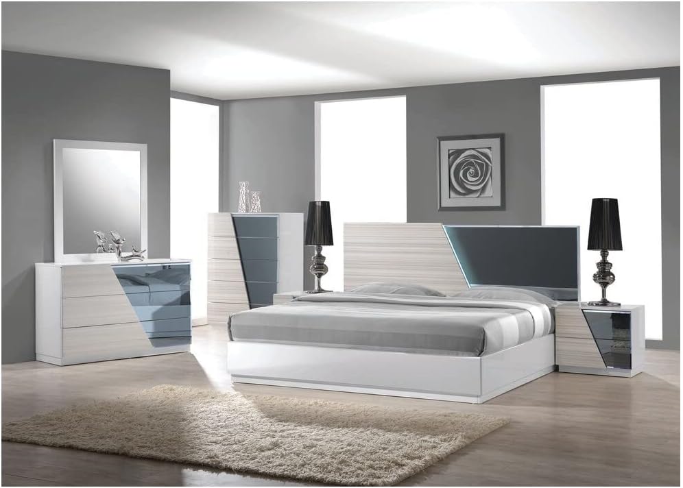 Best Master Manchester 5-Piece Wood East King Bedroom Set in Zebra/White
