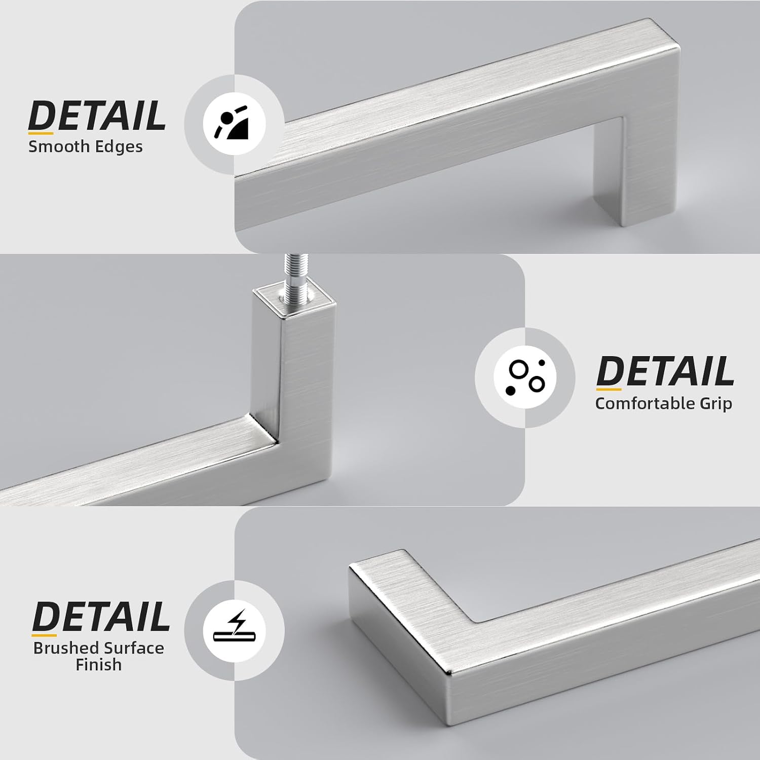 Goldenwarm 50 Pack 7-1/2 Inch Brushed Nickel Cabinet Pulls Square Drawer Handles Silver Kitchen Hardware Cupboard Dresser
