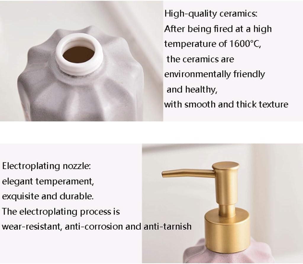 Soap Dispensers Dispenser for Bathroom Kitchen Countertop Lotion and Liquid Ceramic Pump 350ml/11.8 Oz 2.5 X 7.4 in Accessories (Color : Dark Green) (Beige One Size)