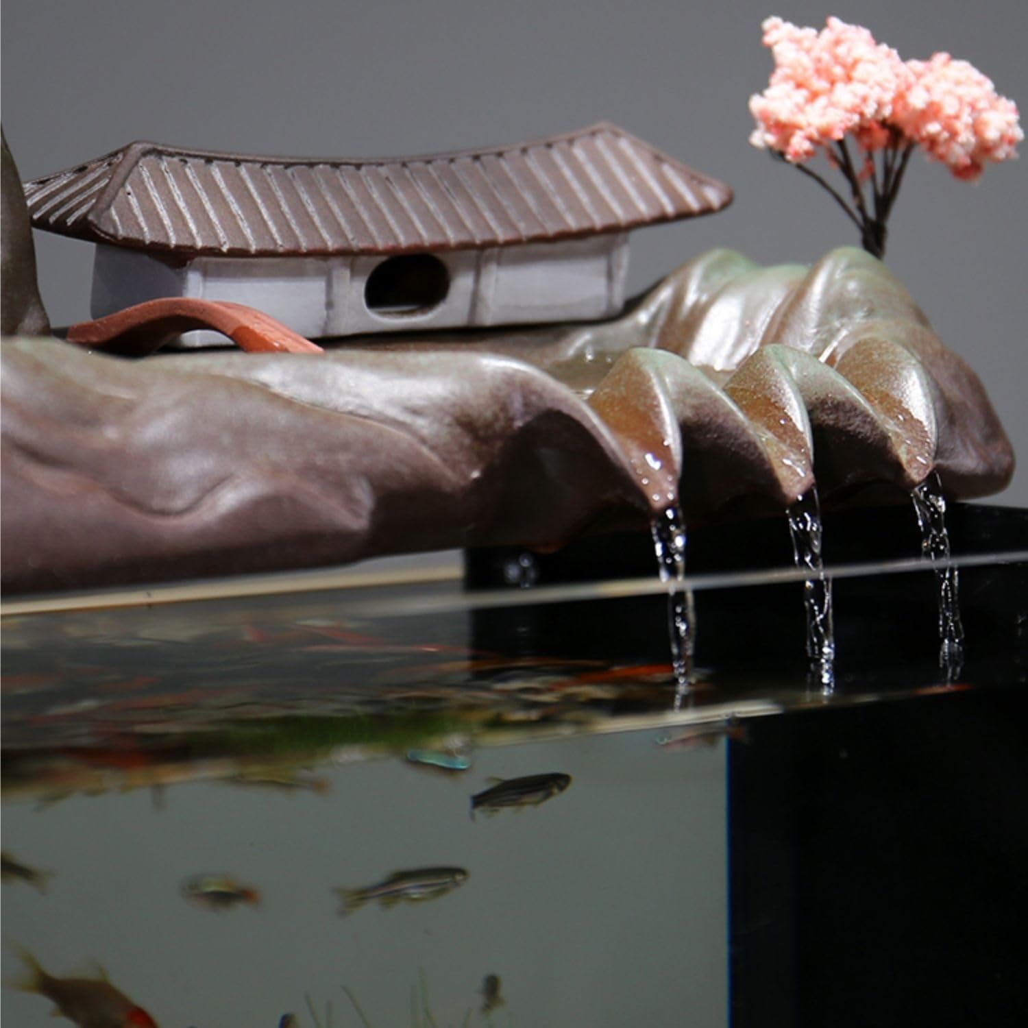 Waterfall Fountain Fish Tank Water Ornaments Circulating Water Fish Pond Rockery Landscape Humidifier Living Room Creative Office Decoration Tabletop Fountains