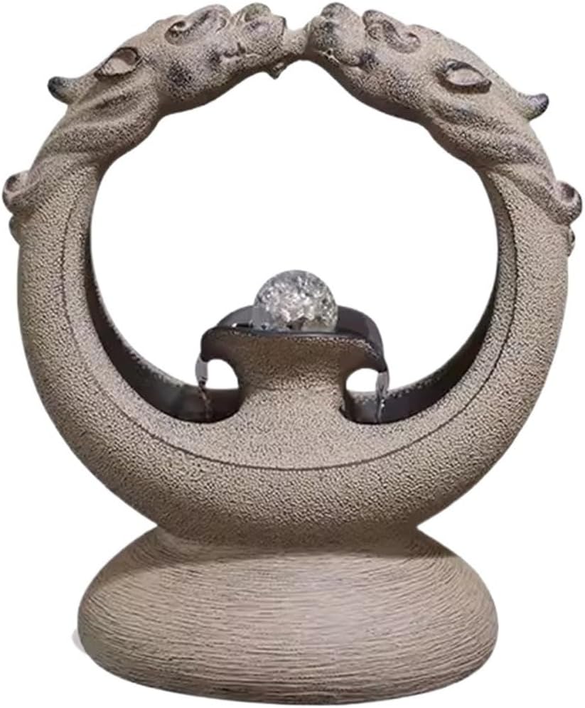 Tabletop Fountain Flowing Water Decoration for Living Room Study and Study Chinese Style Creative Fountain Water Landscape Decoration Desktop Decoration Water Fountain (Color : D)