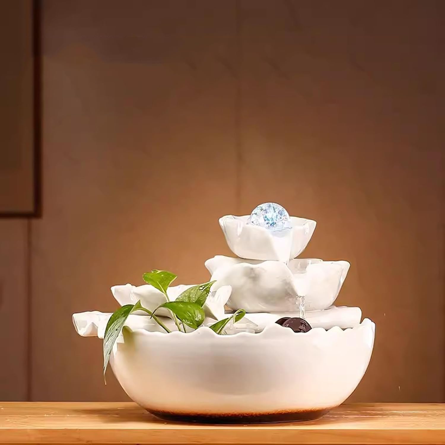 Indoor Fountains Décor Flowing Water Attracting Wealth Decoration Home Fountain Desktop Gift Relocation Ceramic Desktop Decoration Desktop Fountain Tabletop Water Fountain