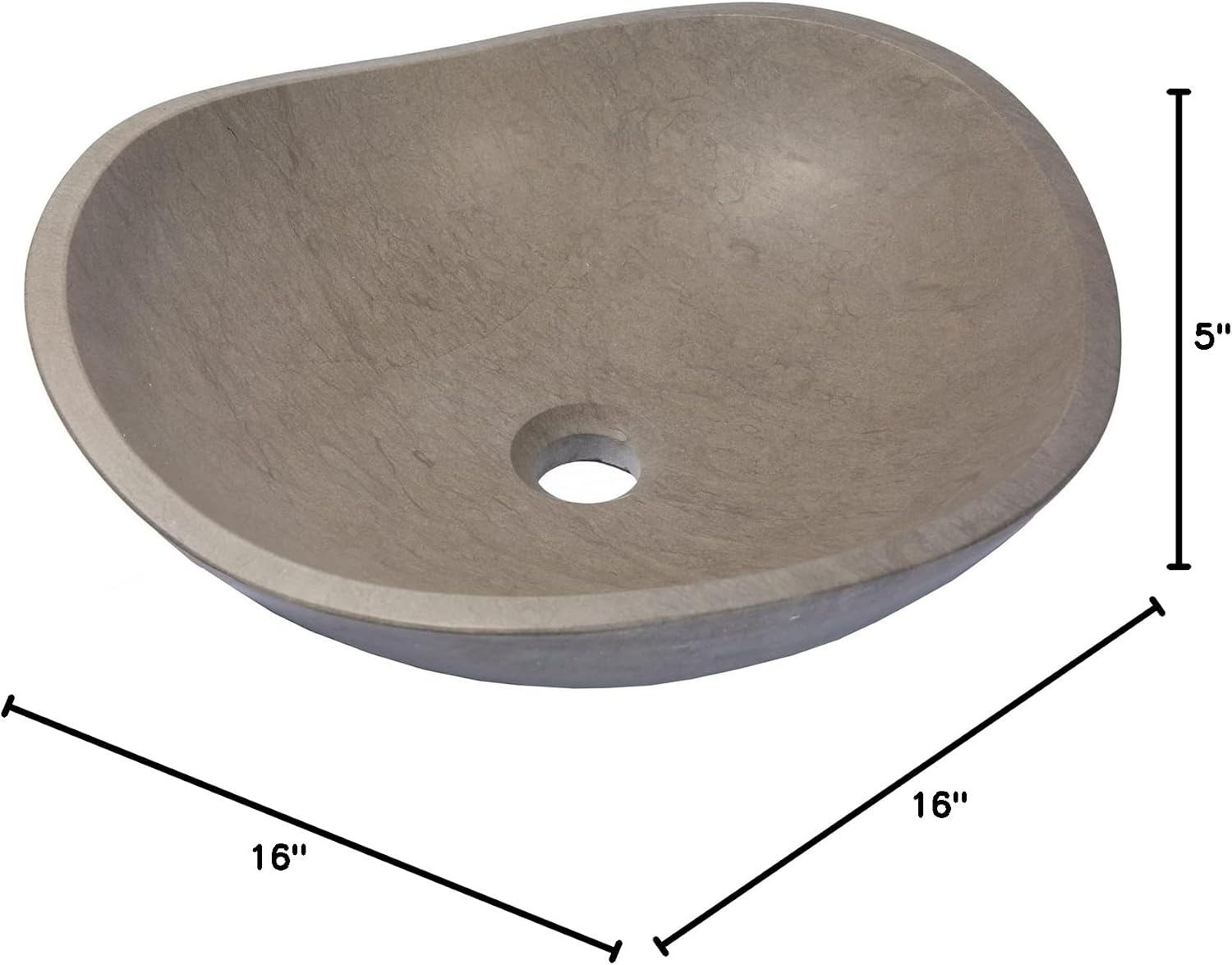 Eden Bath Round Freeform Vessel Sink, Honed Molly Gray Marble - Stylish Bathroom Sink