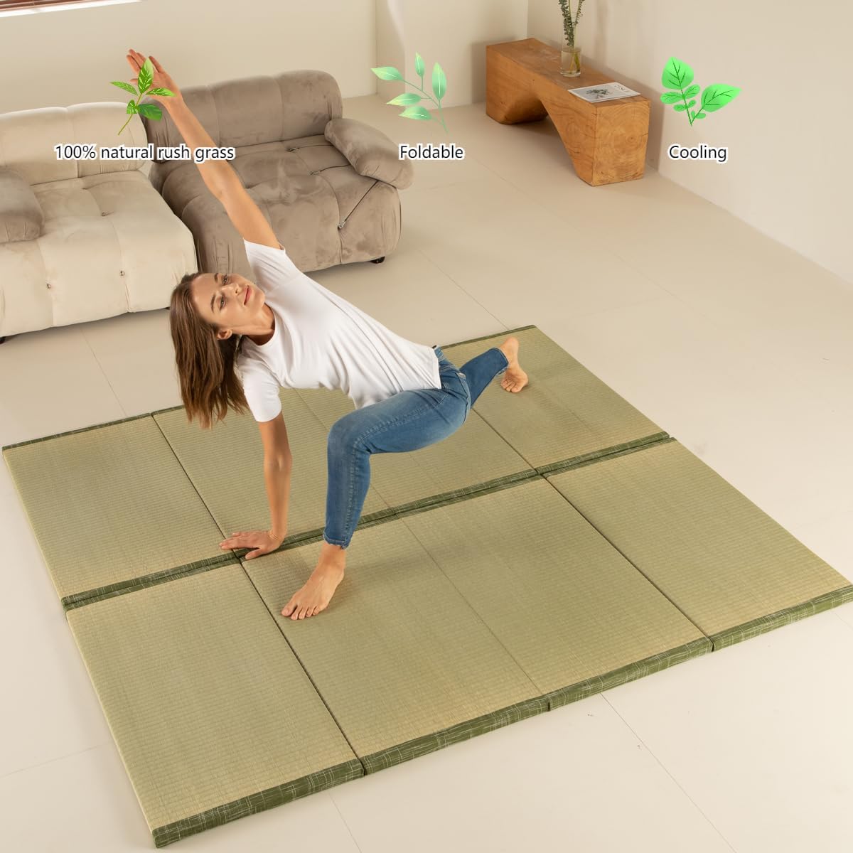 MustMat Tatami Mat Japanese Floor Mattress Traditional Japanese Futon Floor Mattress Rush Grass Foldable Bed 35.4'x78.7'x1.2' (1 Piece)