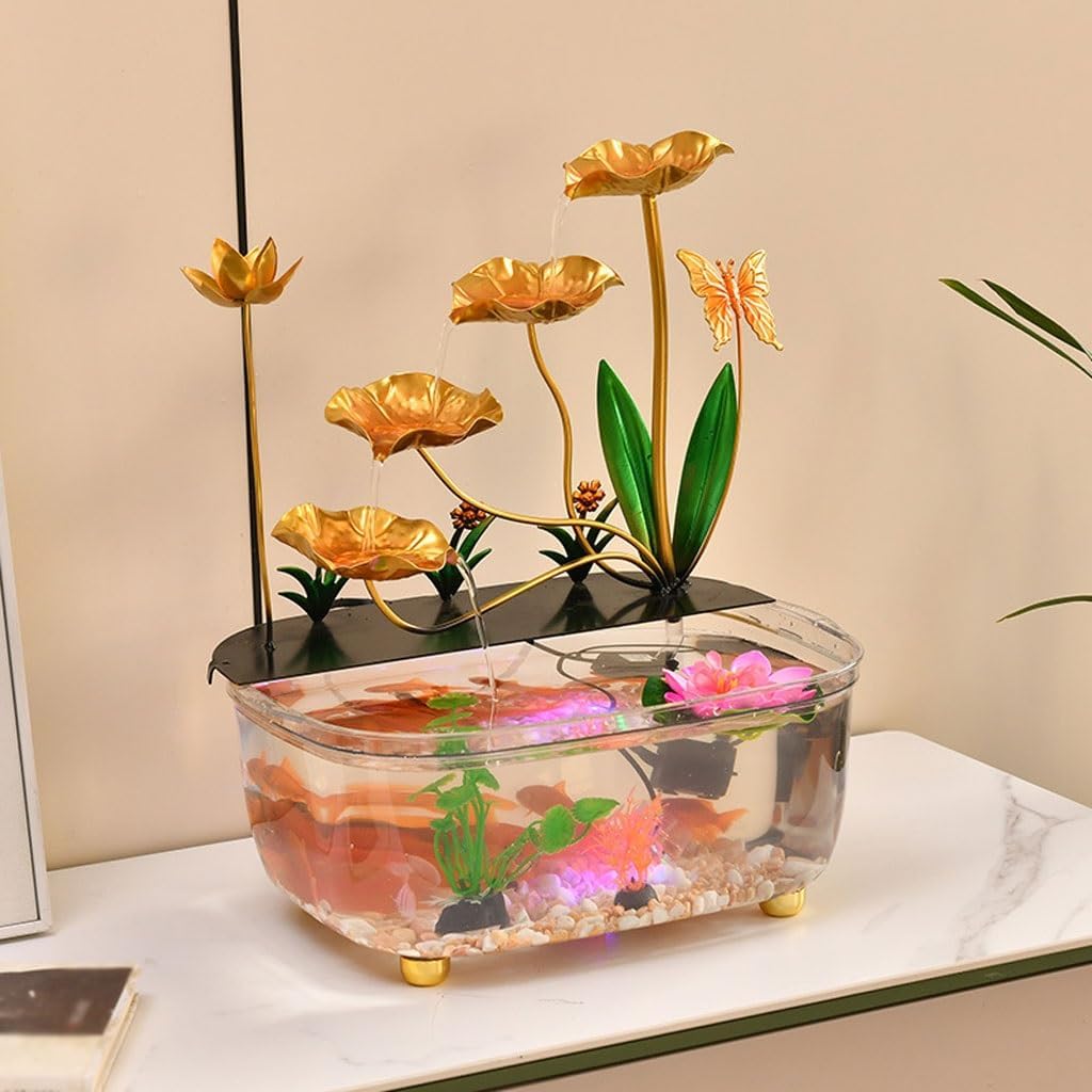 Tabletop Waterfall Tabletop Fountain Wrought Iron Water Ornaments Fish Tank Office Desktop Ornaments Home Decoration Ornaments Tabletop Water Fountain