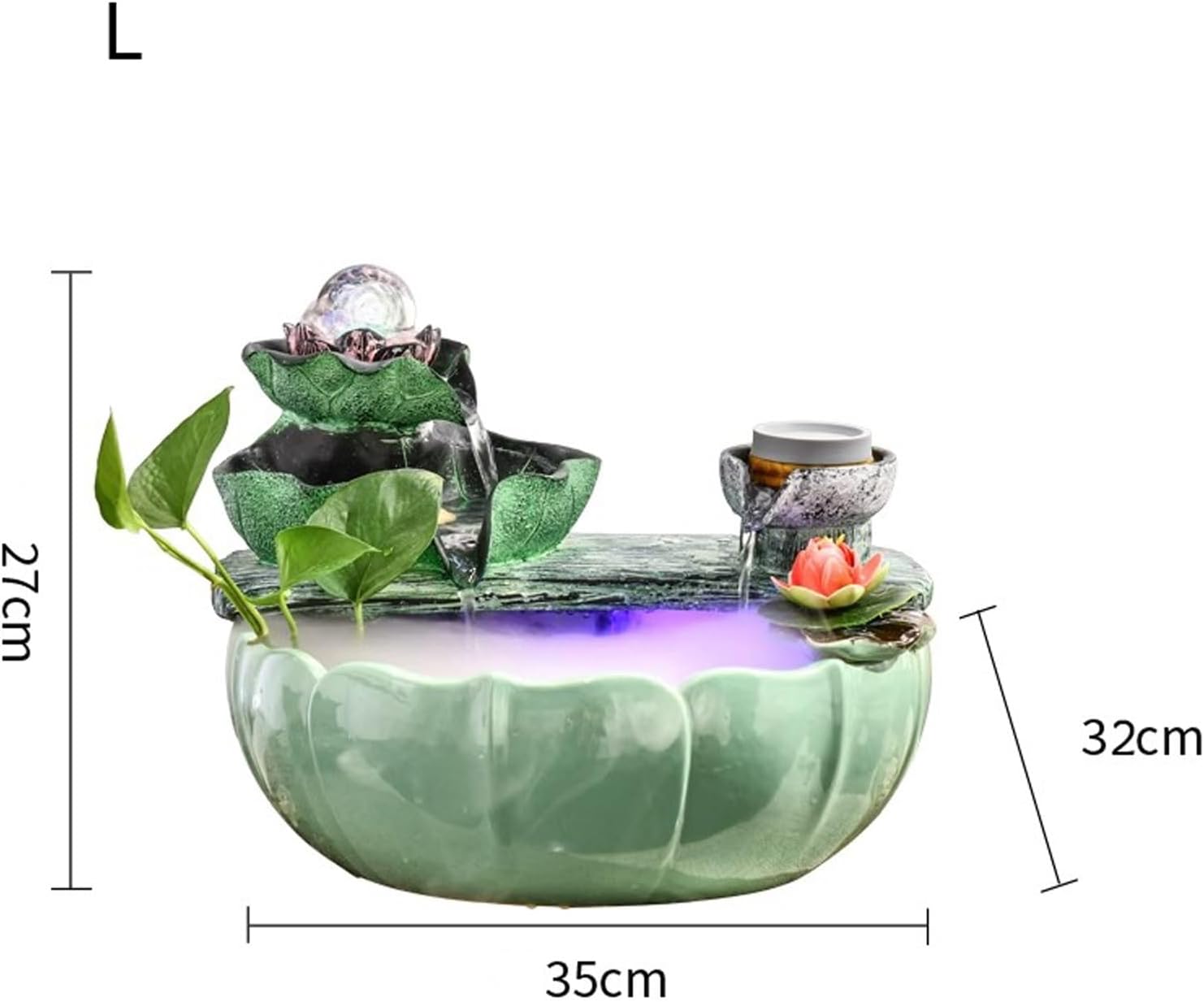 GRFIT Tabletop Fountain Home Decoration Decorations Office Desktop Living Room Wealth Generating Water Dispenser Interior Circulation Rockery Fountain Decorations Desktop Fountain (Size : L)
