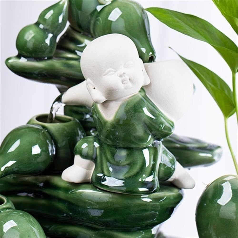 Desktop Fountain Tabletop Fountain Ceramic Fish Tank Desktop Landscaping for Indoor and Home Decoration(XL)