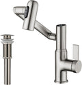 Lefton Rotatable Bathroom Faucet BF2204 with Pop-up Bathroom Sink Drain Stopper Without Overflow D01 (Contemporary, Brushed Nickel)