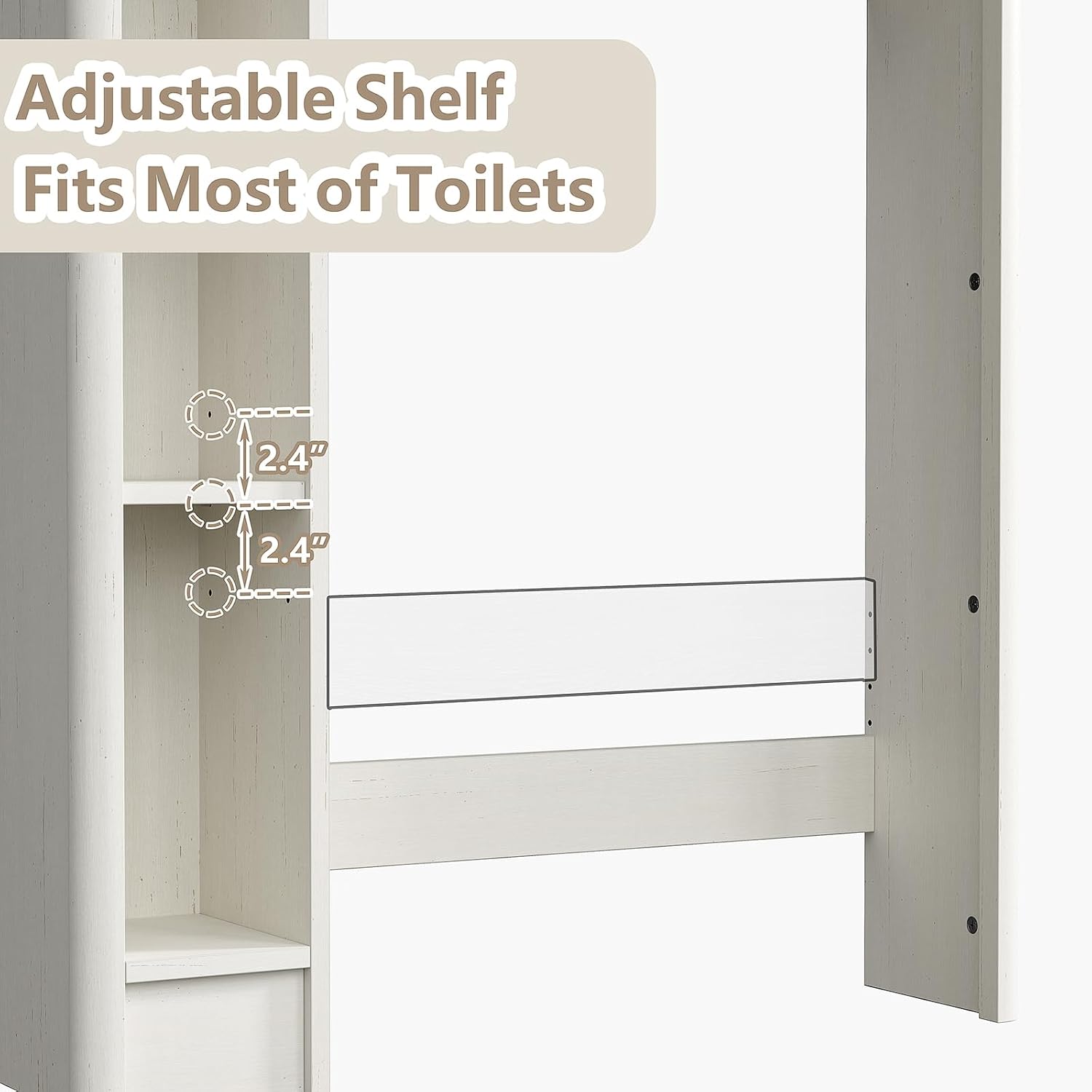 Furnideco Fluted Over The Toilet Storage Cabinet 31''W Modern Above Toilet Storage Cabinet with Fluted Doors & Adjustable Shelf for Bathroom, Antique White
