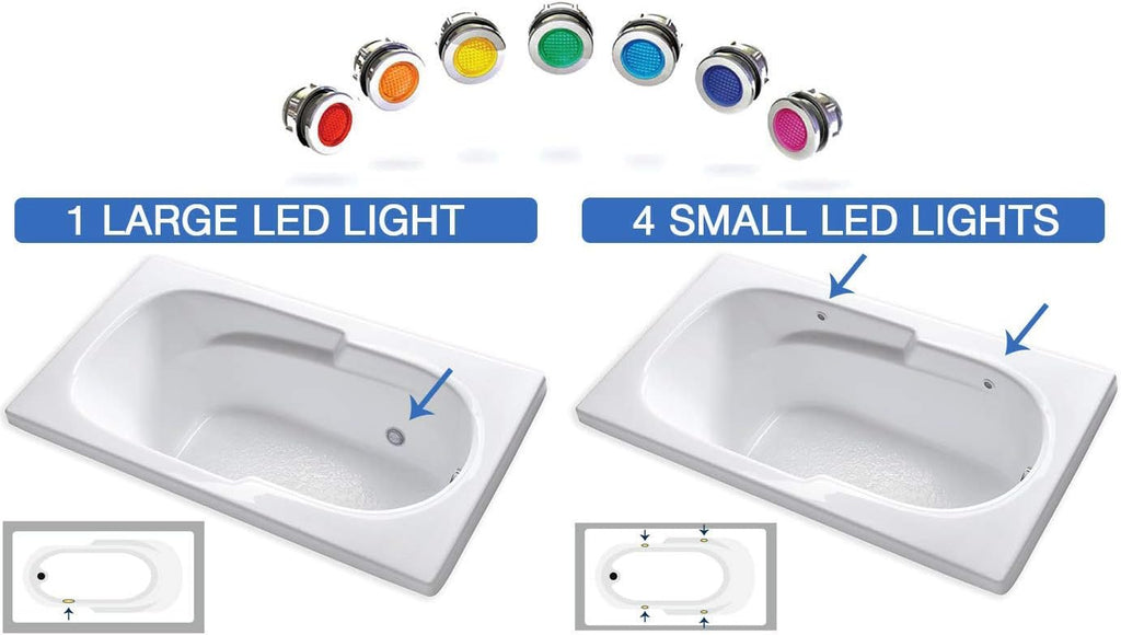 Carver Tubs - Aiden 65' - Modern White Freestanding Soaking Bathtub - w/LED Lights - White Acrylic Fiberglass Oval Bath Tub With Chrome Drain Overflow - Deep Relaxing Soak - 65″L x 29'W x 22'H