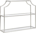 Kate and Laurel Ciel Modern Glam Wide Two-Tier Wall Shelf, 24 x 20, Silver, Tiered Bathroom Shelves for Over the Toilet Storage or Bedroom Makeup Organizer