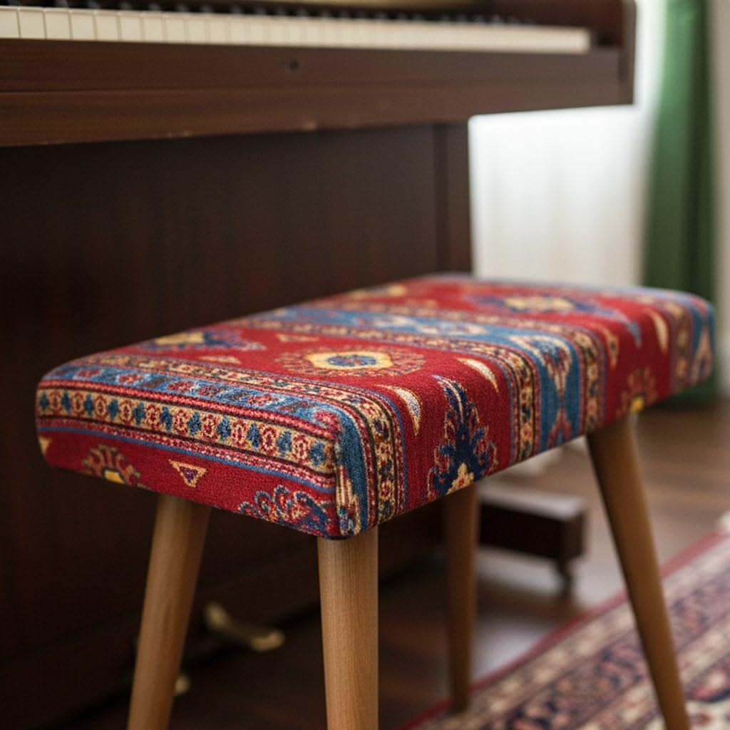 Ultimate Premium Products Vanity Stool with Ottoman Foot Rest – Small Foot Stool for Bedroom, Entryway & Piano Bench – Stylish and Functional Ottoman for Home Decor